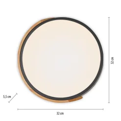 Runde LED Deckenlampe Holz Ø32 cm Schwarz Natur 2520 lm