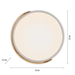 Runde LED Deckenlampe Holz Ø32 cm Weiß Natur 2520 lm