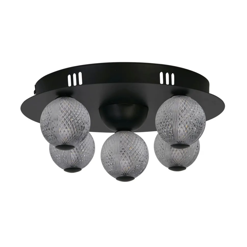 Runde LED Deckenlampe Schwarz Metall Ø33 cm 21 W Kugeln