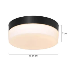 Runde LED Deckenleuchte Glas Metall IP44 Ø24 cm 18 W