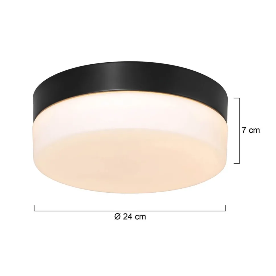 Runde LED Deckenleuchte Glas Metall IP44 Ø24 cm 18 W