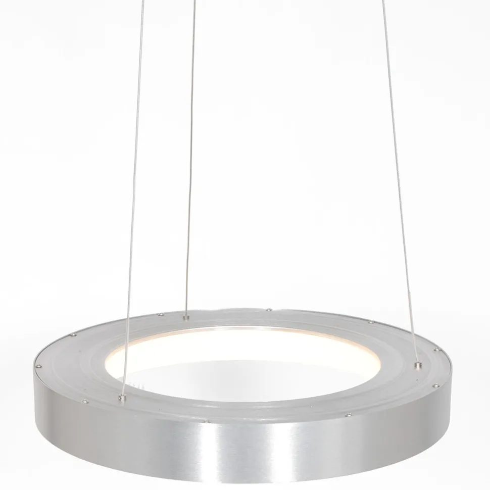 Runde LED Hängelampe in Silber Ø48 cm 2700 K wohnlich