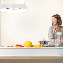 Runde LED Hängelampe Weiß Ø48 cm 2700 K 30 W wohnlich