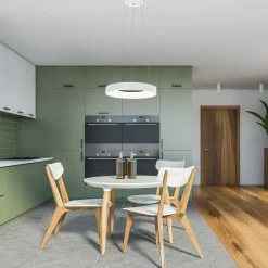 Runde LED Hängelampe Weiß Ø48 cm 2700 K 30 W wohnlich