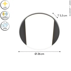 Runde LED Wandleuchte Anthrazit IP54 3000/4000 K Ø26 cm