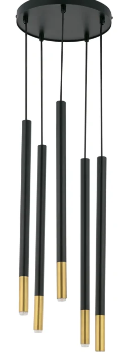 Runde Pendellampe Schwarz Gold Messing Ø25 cm dekorativ