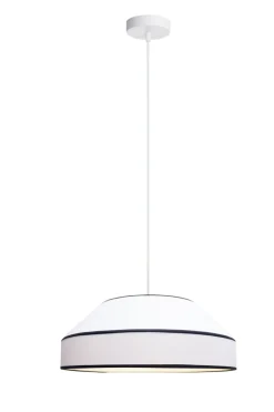 Runde Pendelleuchte Baumwolle wohnlich Weiß E27 B:45 cm