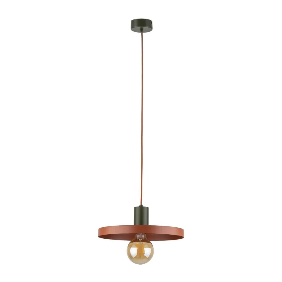 Runde Pendelleuchte E27 Ø30 cm Vintage Braun Ziegelrot