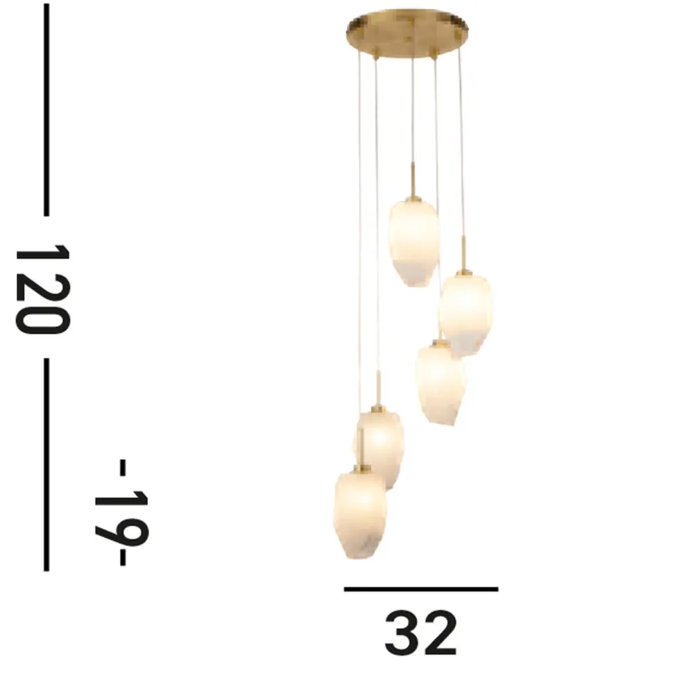 Runde Pendelleuchte Glas Metall Ø32 cm in Messing Weiß