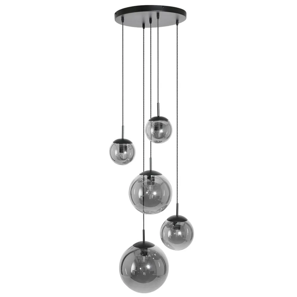 Runde Pendelleuchte Glas in Rauchgrau Ø60 cm E27 Modern