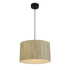 Runde Pendelleuchte Holz Metall E27 B:35 cm natürlich