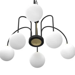 Runde Pendelleuchte in Messing Schwarz Weiß E14 Ø65 cm