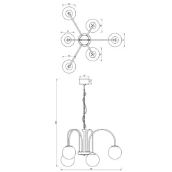 Runde Pendelleuchte in Messing Schwarz Weiß E14 Ø65 cm