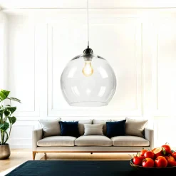 Runde Pendelleuchte Kugel Schirm Glas E27 BILBAO