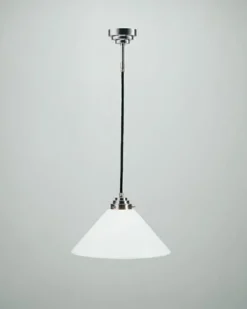 Runde Pendelleuchte Messing Glas in Nickel E27 B:30 cm