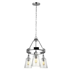 Runde Pendelleuchte Metall Glas Ø 47,9 cm Chrom 3-flammig E27