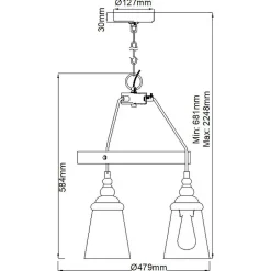 Runde Pendelleuchte Metall Glas Ø 47,9 cm Chrom 3-flammig E27
