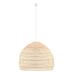 Runde Pendelleuchte Rattan Naturholz E27 Ø60 cm Modern