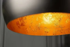 Runde Pendelleuchte Schwarz Gold Metall Ø30 cm Retro