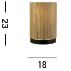 Runde Tischlampe Bambus Metall klein 23 cm natürlich