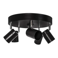 Runder Deckenspot 5-flammig GU10 Metall B: 30cm klein Schwarz