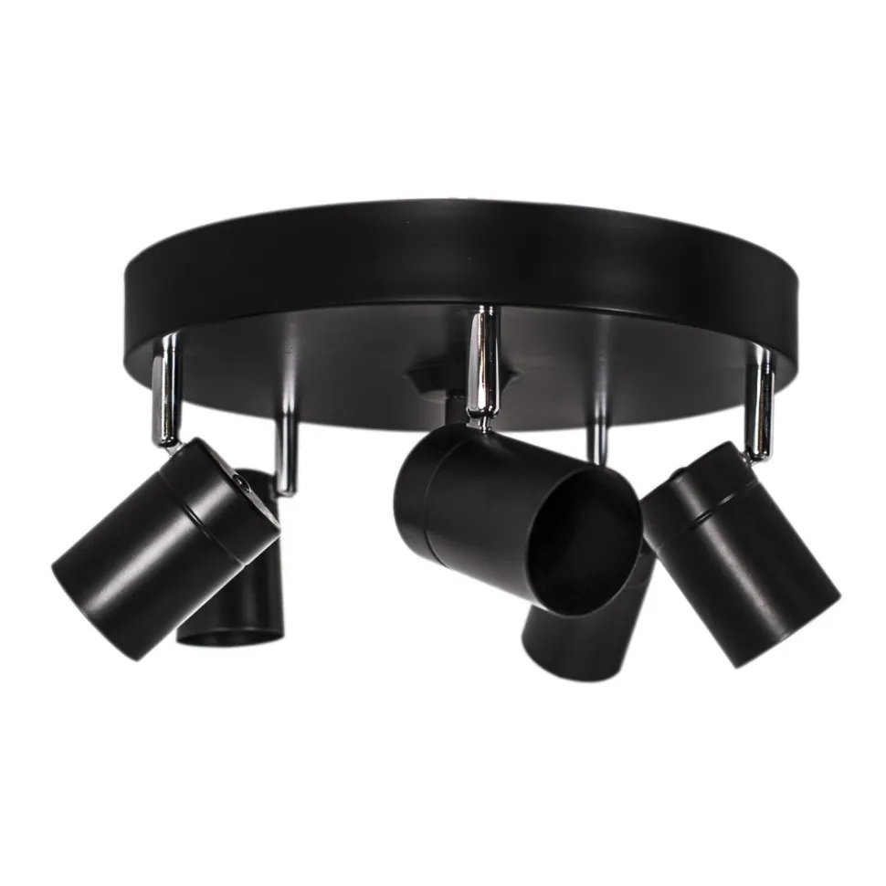 Runder Deckenspot 5-flammig GU10 Metall B: 30cm klein Schwarz