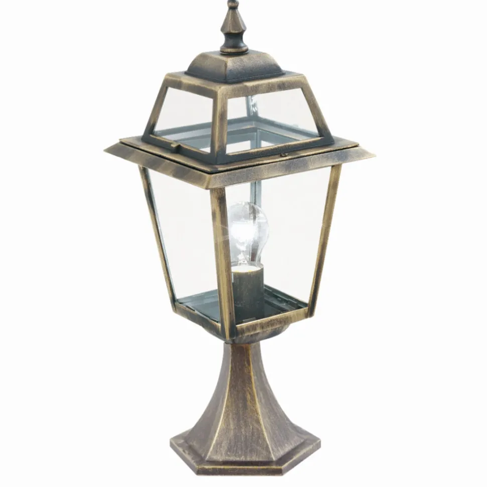 Rustikale Außen Sockelleuchte NEW ORLEANS Schwarz Gold Antik