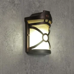 Rustikale Außen Wandleuchte Braun Antik Riffelglas