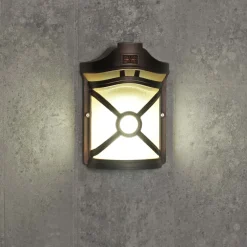 Rustikale Außen Wandleuchte Braun Antik Riffelglas