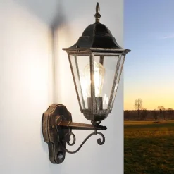 Rustikale Außenlampe mit Bewegungsmelder in Schwarz Kupfer