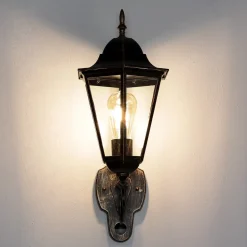 Rustikale Außenlampe mit Bewegungsmelder in Schwarz Kupfer