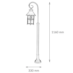 Rustikale Außenlampe Schwarz 116cm regenfest E27