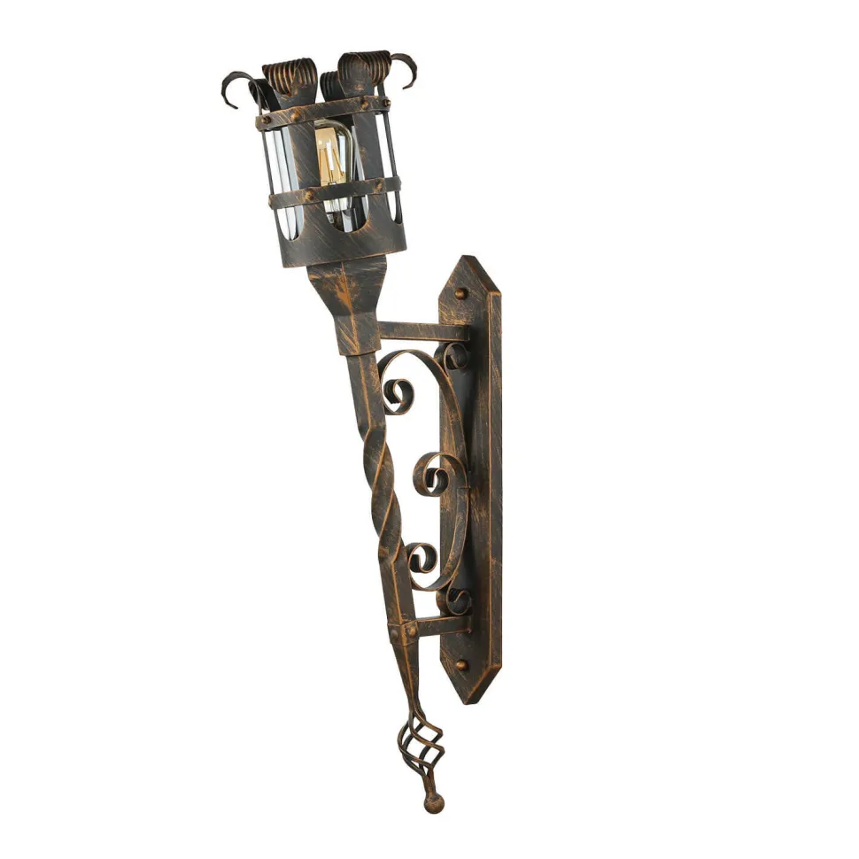 Rustikale Außenleuchte in Schwarz-Kupfer IP44 CASTLE