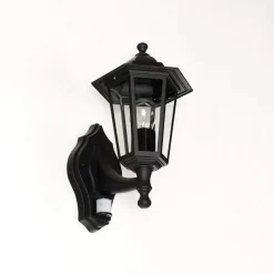 Rustikale Außenwandleuchte Bewegungsmelder Schwarz