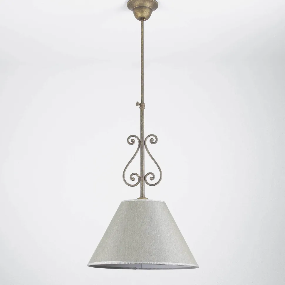 Rustikale Deckenleuchte Stoffschirm Handarbeit