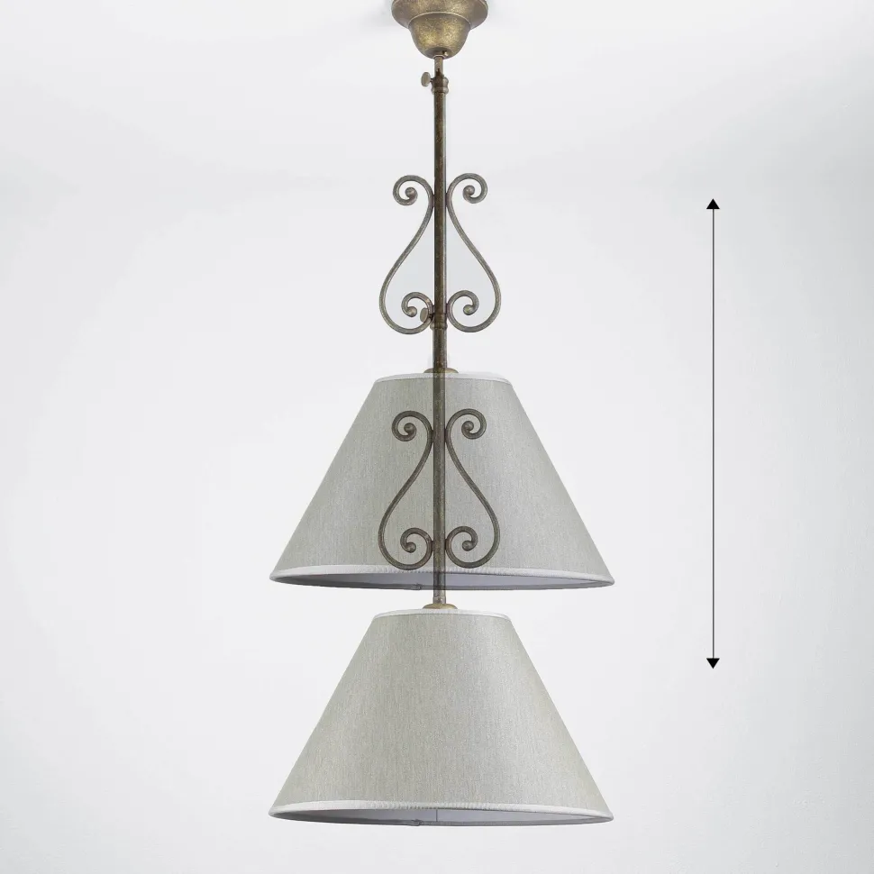 Rustikale Deckenleuchte Stoffschirm Handarbeit