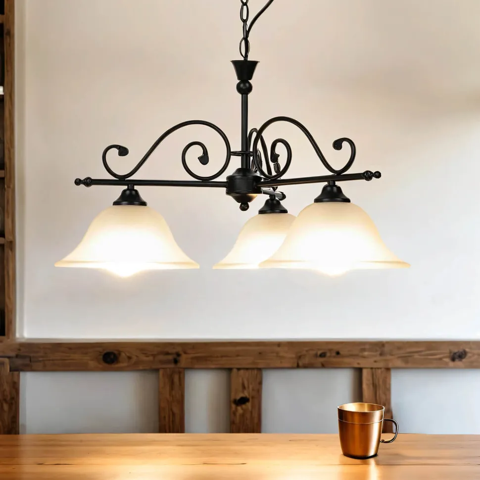 Rustikale Hängelampe verstellbar Schwarz DOROTHEA