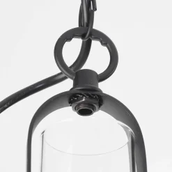 Rustikale Hängeleuchte ENNA mit Glasschirm Schwarz Kupfer