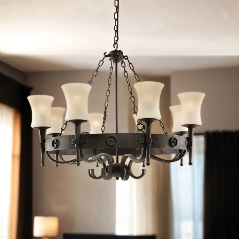 Rustikale Hängeleuchte 8-flmg. Eisen