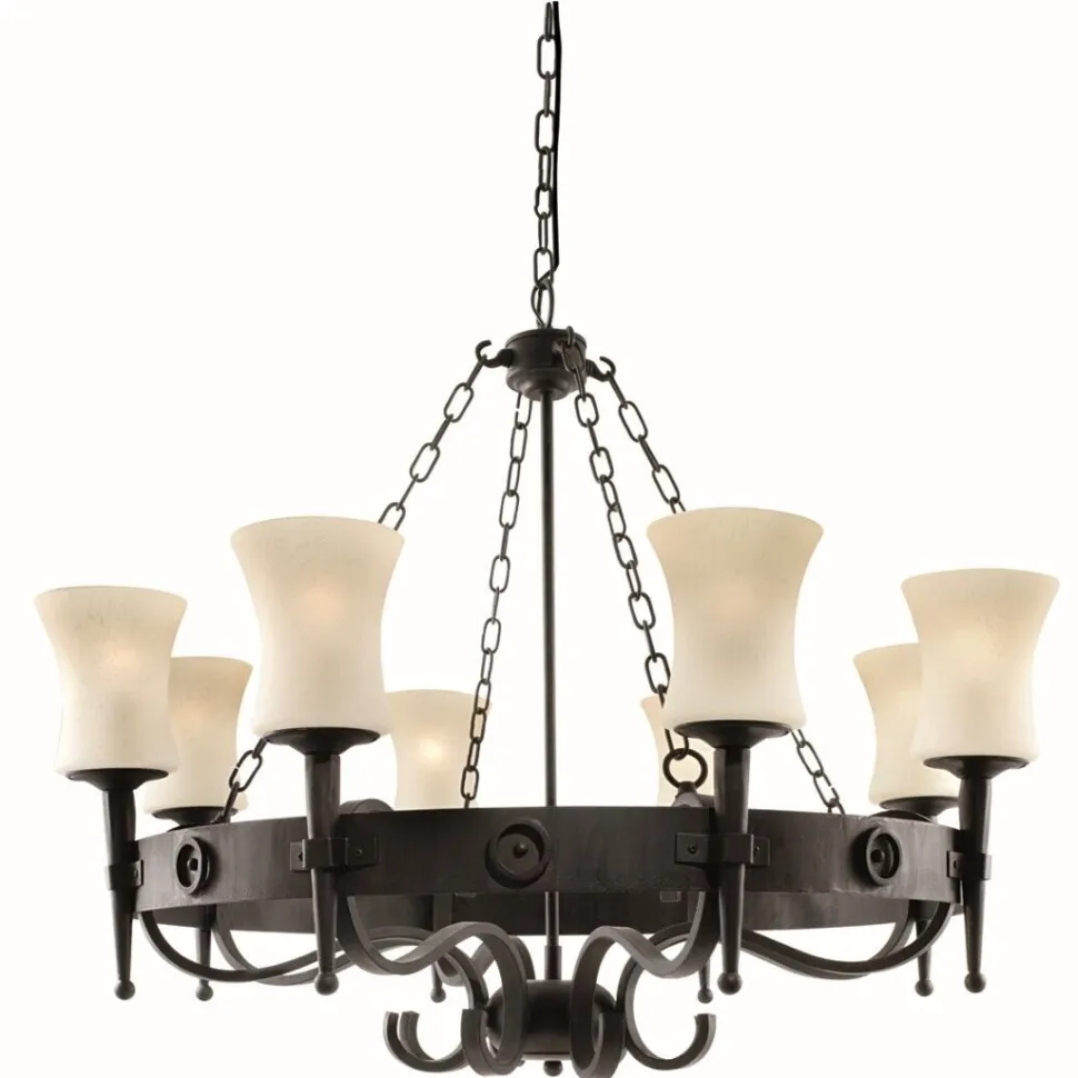 Rustikale Hängeleuchte 8-flmg. Eisen