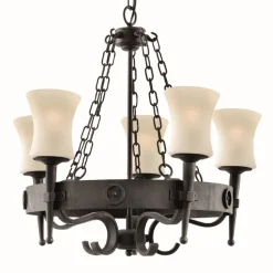 Rustikale Hängeleuchte 5-flmg. Eisen