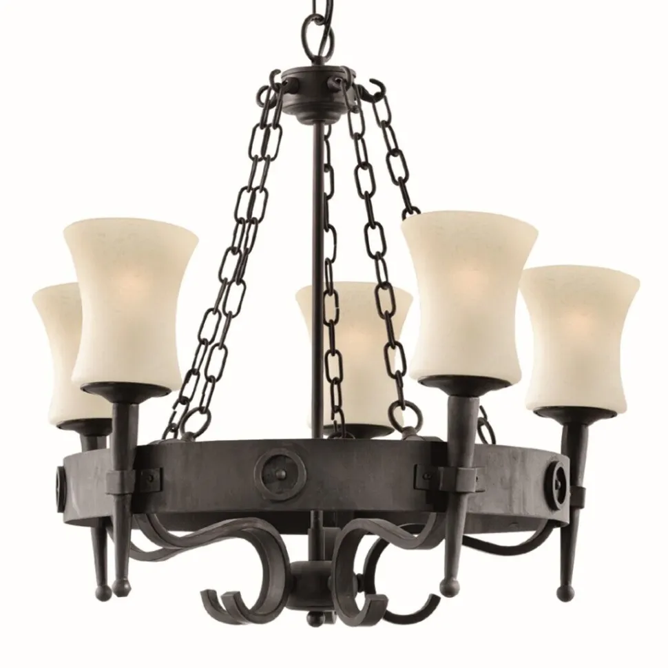 Rustikale Hängeleuchte 5-flmg. Eisen