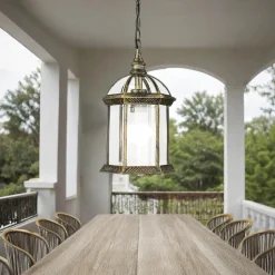 Rustikale Pendelleuchte Gold Antik für Außen WIEN