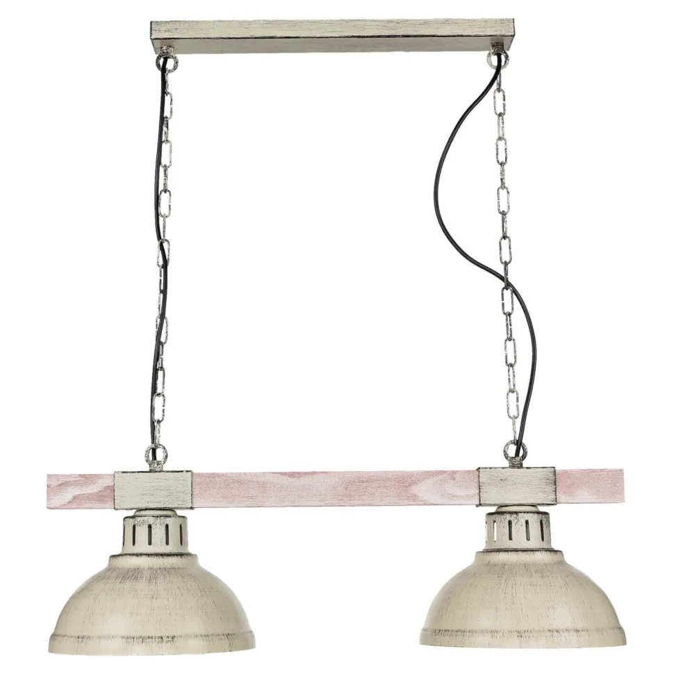 Rustikale Pendelleuchte HAKON Shabby Weiß Echt Holz