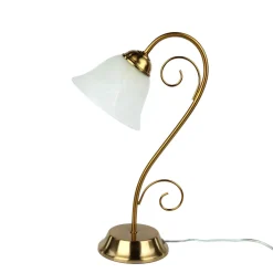 Rustikale Tischlampe Messing Alabaster H:43cm ATHEN