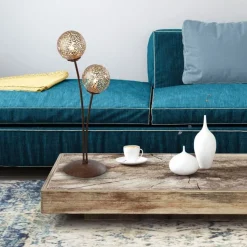 Rustikale Tischlampe Metall Rostbraun Gold 52 cm 2-flmg