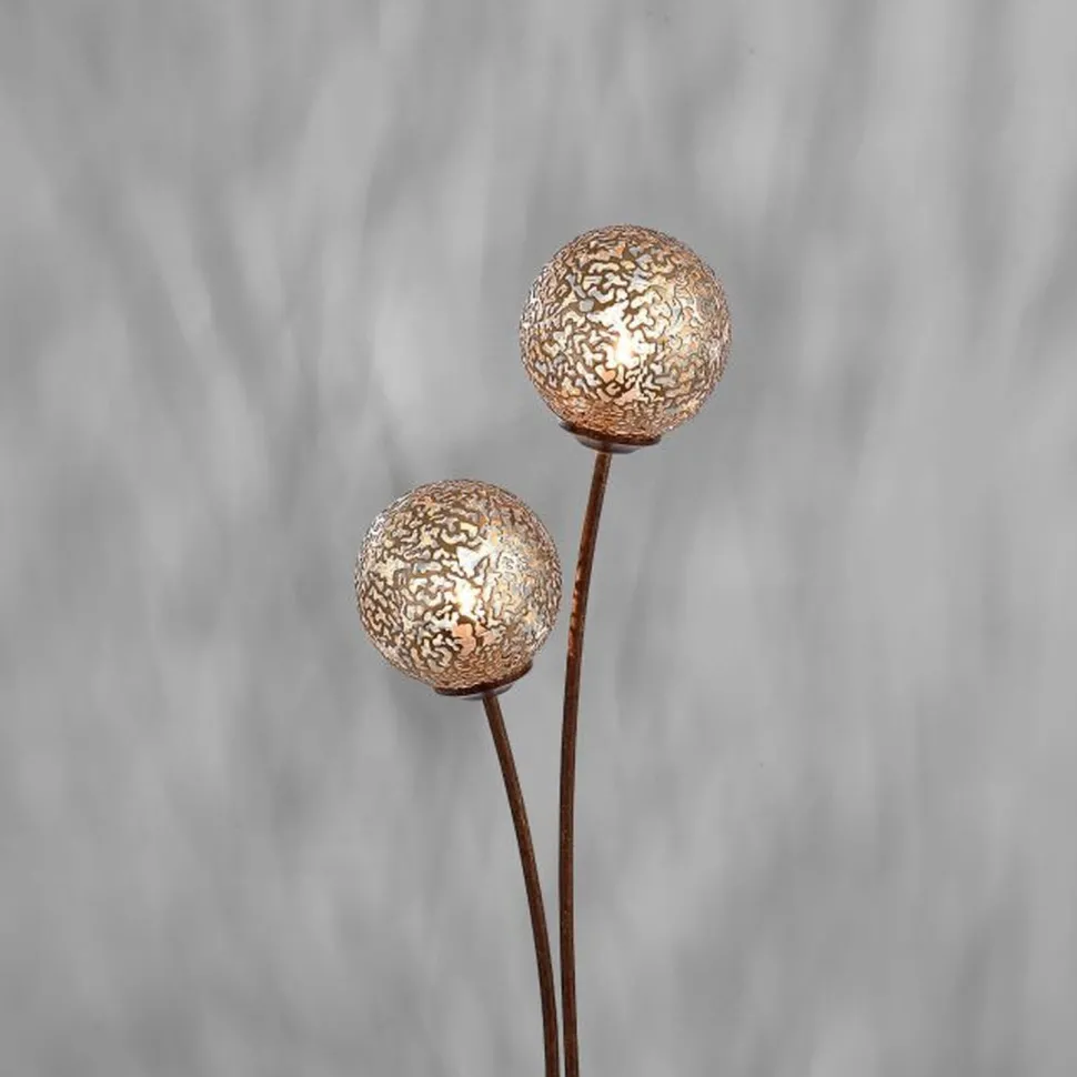 Rustikale Tischlampe Metall Rostbraun Gold 52 cm 2-flmg