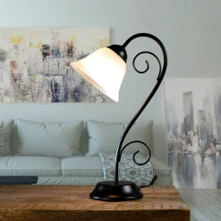 Rustikale Tischlampe Schwarz Alabaster H:43cm ATHEN