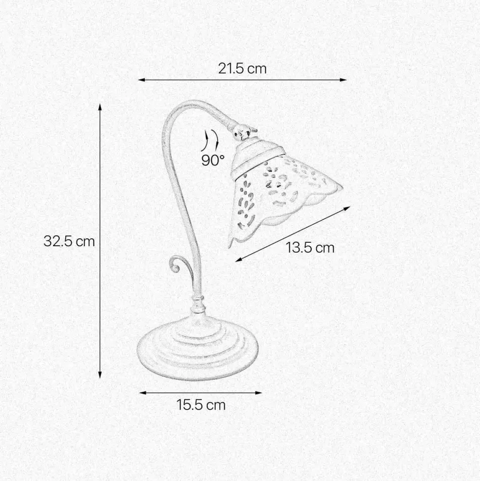 Rustikale TischlampeMessing Keramik 32,5cm schwenkbar E14