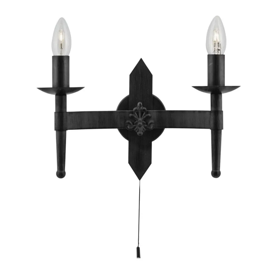 Rustikale Wandleuchte Eisen geschmiedet 2-flmg.